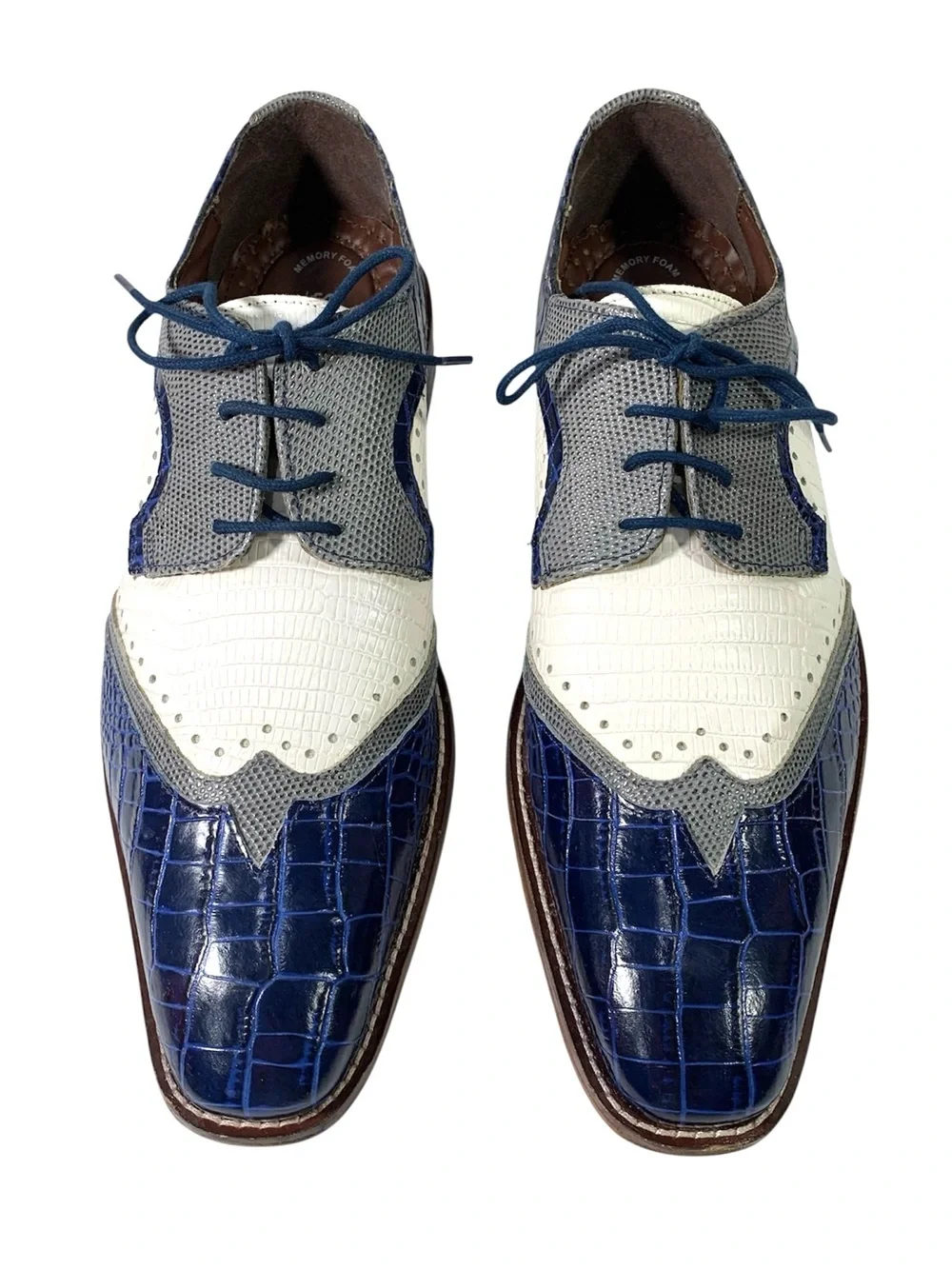 Stacy Adams Gallinari Wingtip Lace Up Leather Shoes Dark Blue Multi 10.5 M